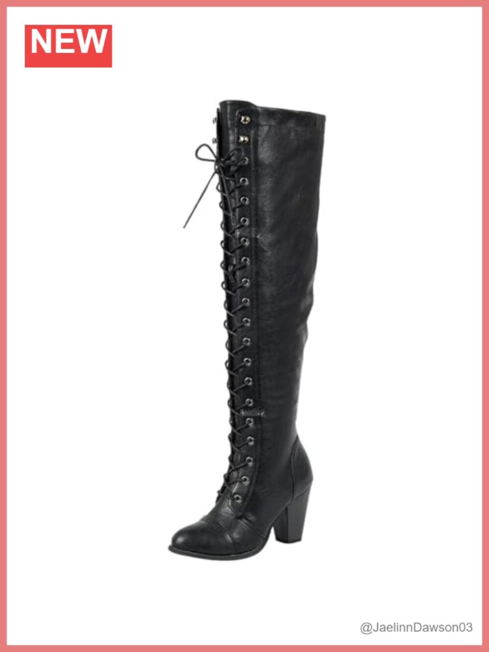 Women Over-the-Knee Boots Chunky Heel Lace Up Block Heel Pointed Toe Rubber